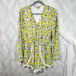 Solemio yellow floral romper size S